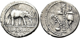 RÖMISCHE REPUBLIK. RÖMISCHE REPUBLIK NACH 211 V. CHR 
C. Iulius Caesar, 49 - 48 v. Chr. Denar ø 19mm (3,88g). Mzst. in Gallia Narbonensis oder Hispan...