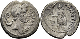 RÖMISCHE REPUBLIK. RÖMISCHE REPUBLIK NACH 211 V. CHR 
M. Mettius, C. Iulius Caesar, 44 v. Chr. Denar ø 18mm (3,20g). Mzst. Rom. Vs.: CAESAR IMP, Kopf...