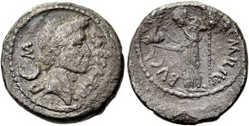 RÖMISCHE REPUBLIK. RÖMISCHE REPUBLIK NACH 211 V. CHR 
L. Aemilius Buca, C. Iulius Caesar, 44 v. Chr. Denar ø 18mm (3,24g). Mzst. Rom. Gedenkprägung a...