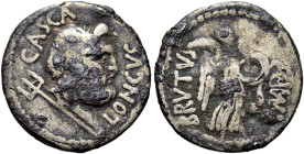 RÖMISCHE REPUBLIK. RÖMISCHE REPUBLIK NACH 211 V. CHR 
M. Iunius Brutus und P. Servilius Casca Longus, 43 - 42 v. Chr. Denar ø 19mm (2,89g). Mzst. mob...