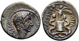 RÖMISCHE KAISERZEIT. 
Augustus, 27 v. Chr. - 14 n. Chr. Quinar ø 15mm (1,58g). 29 v. Chr. Mzst. Ephesos. Vs.: CAESAR IMP VII, Kopf n. r. Rs.: ASIA RE...