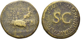 RÖMISCHE KAISERZEIT. 
Divus Augustus, ab 14 n. Chr. AE Sesterz ø 34mm (26,97g). Geprägt unter Tiberius, 35 - 36 n. Chr. Mzst. Rom. Vs.: DIVO / AVGVST...