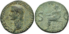 RÖMISCHE KAISERZEIT. 
Caligula, 37 - 41 n. Chr. AE As ø 27mm (10,89g). 37 - 38 n. Chr. Mzst. Rom. Vs.: C CAESAR AVG GERMANICVS PON M TR POT, Kopf n. ...