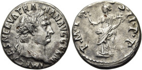 RÖMISCHE KAISERZEIT. 
Trajan, 98 - 117 n. Chr. Denar ø 17mm (2,68g). 98 - 99 n. Chr. Vs.: IMP CAES NERVA TRA-IAN AVG GERM, Kopf mit Lorbeerkranz n. r...