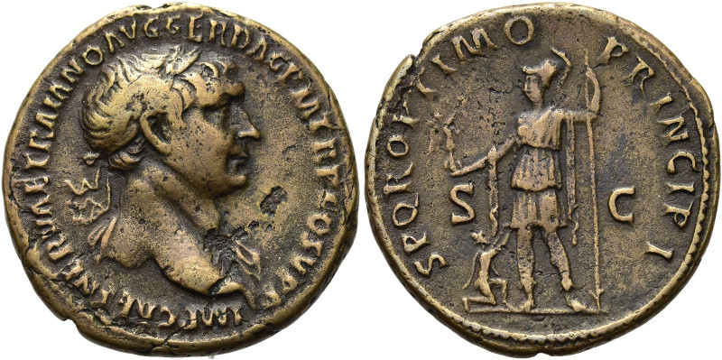 RÖMISCHE KAISERZEIT. 
Trajan, 98 - 117 n. Chr. AE As ø 28mm (8,47g). 106 - 107 ...