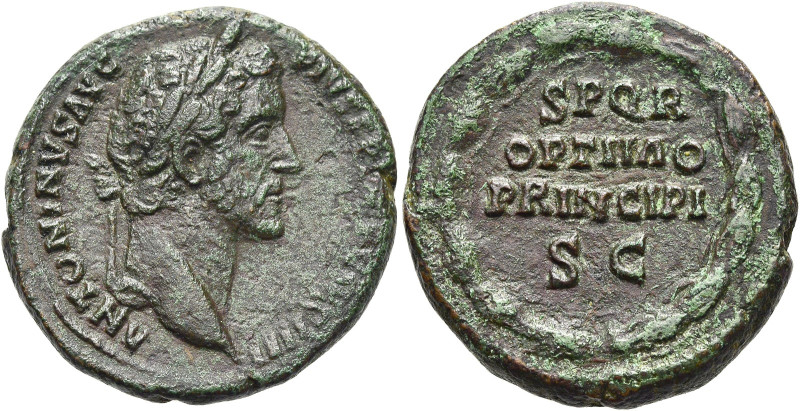 RÖMISCHE KAISERZEIT. 
Antoninus Pius, 138 - 161 n. Chr. AE As ø 27mm (12,42g). ...