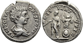 RÖMISCHE KAISERZEIT. 
Geta als Caesar, 197 - 209 n. Chr. Denar ø 18mm (3,36g). 200 n. Chr. Mzst. Rom. Vs.: P SEPT GETA CAES PONT, drapierte Büste n. ...