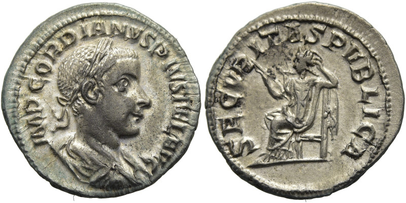 RÖMISCHE KAISERZEIT. 
Gordian III., 238 - 244 n. Chr. Denar ø 20mm (3,19g). Som...