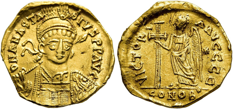 Anastasius I., 491 - 518 n. Chr. Solidus ø 20mm (4,12g). 492 - 507 n. Chr. Mzst....