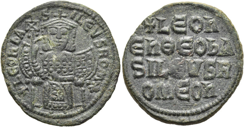 Leo VI. der Weise, 886 - 912 n. Chr. AE Follis ø 27mm (5,98g). Mzst. Konstantino...