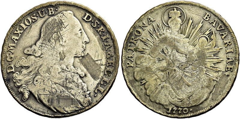 BAYERN. 
Maximilian III. Josef, 1745 - 1777. Konventionstaler 1770, München. So...