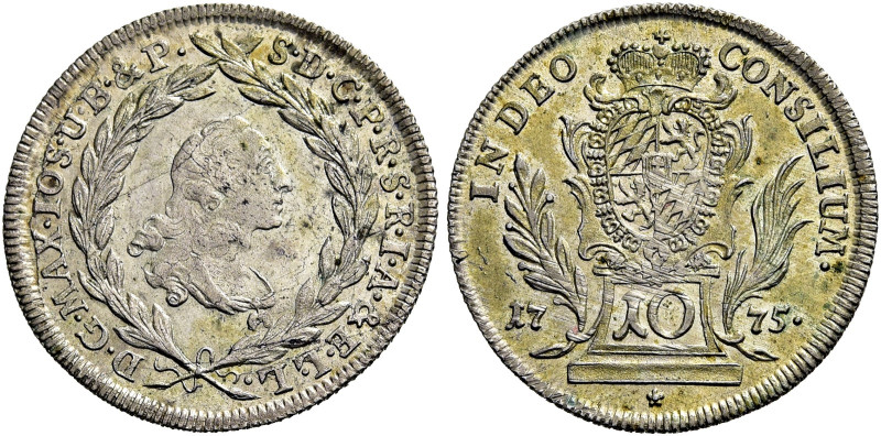 BAYERN. 
Maximilian III. Josef, 1745 - 1777. 10 Kreuzer 1775 *, München. Drapie...