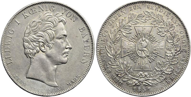 BAYERN. 
Ludwig I., 1825 - 1848. Konventionstaler 1837, München. Geschichtstale...
