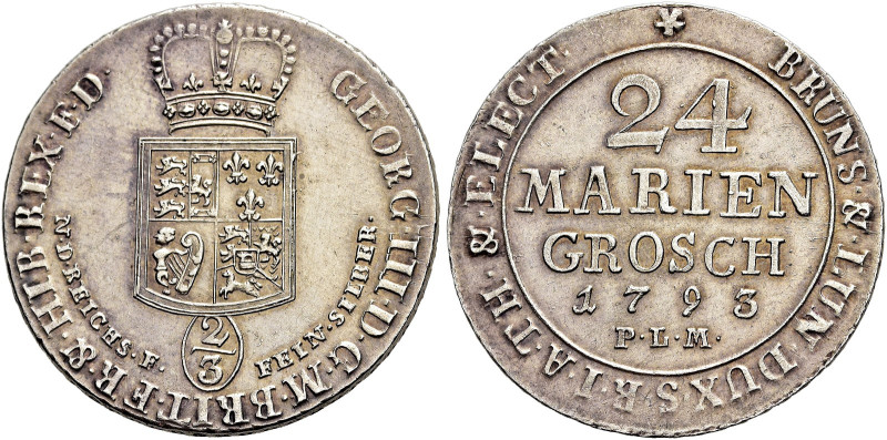 BRAUNSCHWEIG - CALENBERG - HANNOVER. 
Georg III. 1760 - 1820. 24 Mariengroschen...