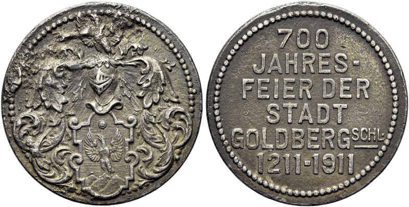 SCHLESIEN. 
Goldberg, Stadt (Bezirk Posen). Silbermedaille 1911, von Lauer. Auf...