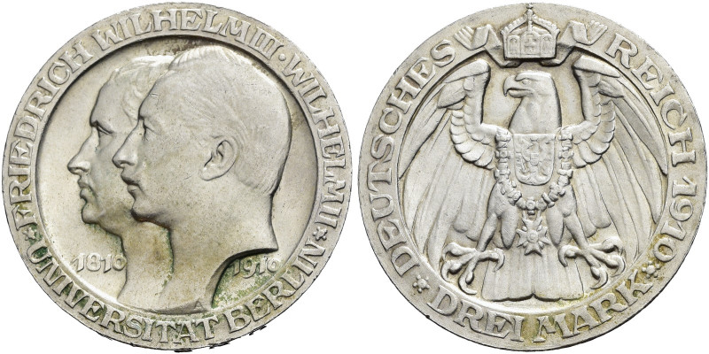 REICHSSILBERMÜNZEN. PREUSSEN 
Wilhelm II., 1888-1918. 3 Mark 1910 A, Berlin. Au...