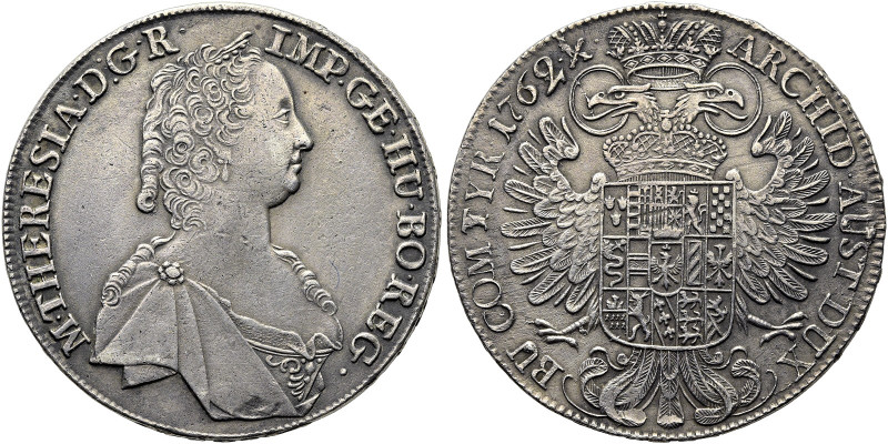 HABSBURGER BIS 1866. 
Maria Theresia, 1740-1780. Reichstaler 1762, Hall. Drapie...