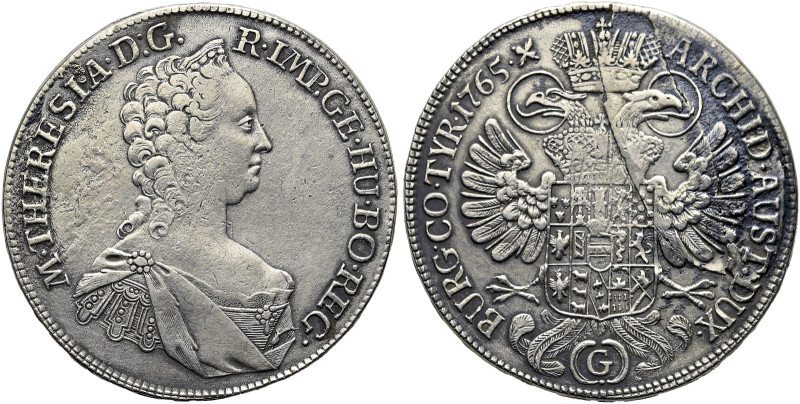 HABSBURGER BIS 1866. 
Maria Theresia, 1740-1780. 1/2 Taler 1765 G, Günzburg Ant...