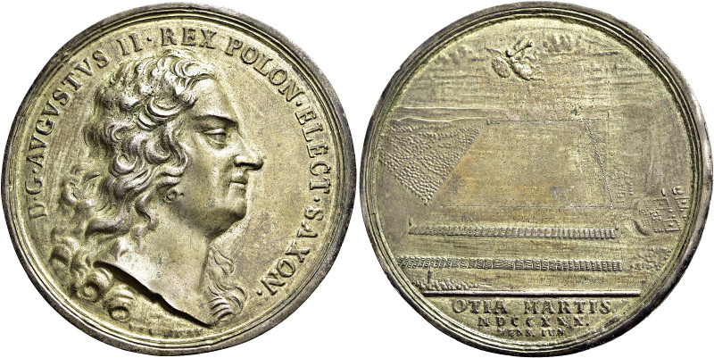 POLEN. 
Friedrich August I. von Sachsen (August II.), 1697 - 1733. AE Medaille ...