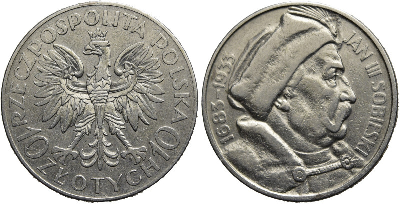 POLEN. 
Republik, 1919 - 1939. 10 Zlotych 1933, Warschau. Auf das 250. Jubiläum...