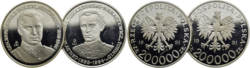 POLEN. 
Dritte Republik, seit 1989. Lot. 200.000 Zlotych 1991, 1 x Tokarzewski ...