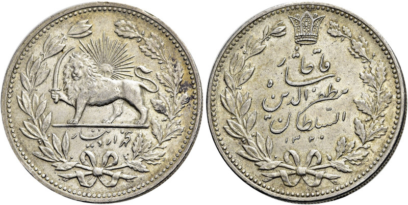 IRAN. 
Muzaffar al-Din Shah, 1313 - 1324 a.H. (1896 - 1907). 5000 Dinars (5 Kra...