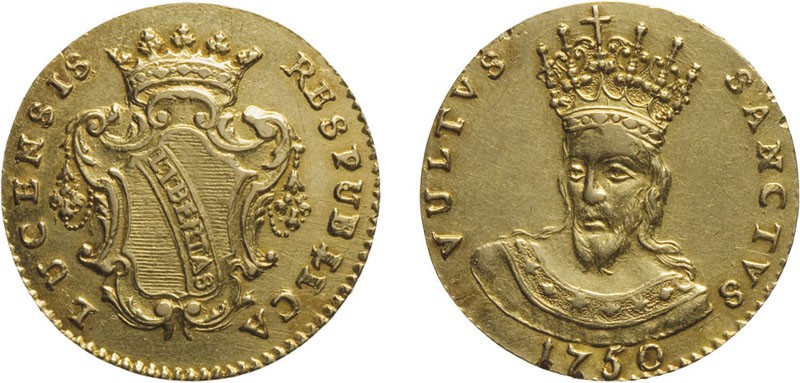 ZECCHE ITALIANE. REPUBBLICA DI LUCCA (1369-1769). DOPPIA 1750
Oro, 5,26 gr, 20 ...