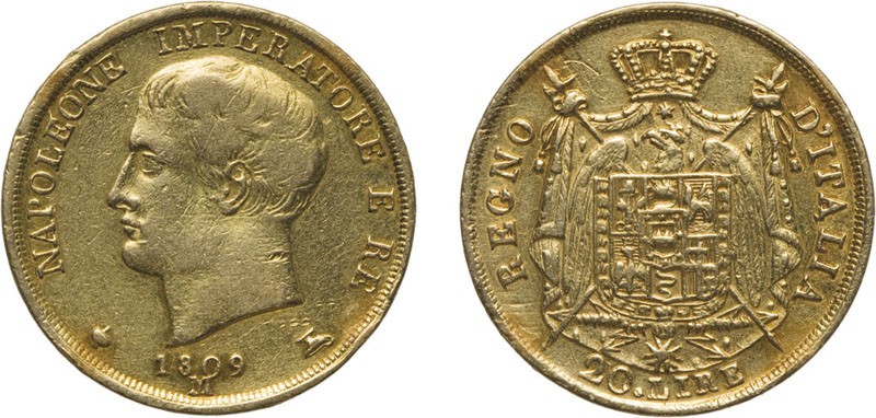 ZECCHE ITALIANE. MILANO. NAPOLEONE I (1805-1814). 20 LIRE 1809
Oro, 6,40 gr, 21...
