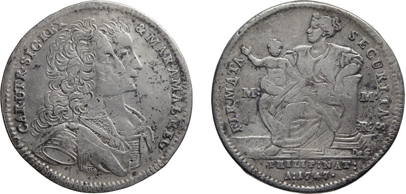 ZECCHE ITALIANE. REGNO DI NAPOLI. 
CARLO DI BORBONE (1734-1759). 60 GRANA 1747...