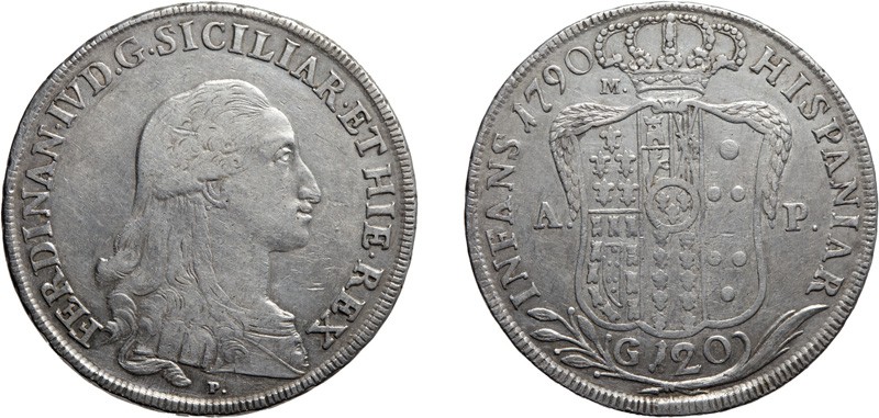 ZECCHE ITALIANE. REGNO DI NAPOLI. 
FERDINANDO IV (1759-1816). 120 GRANA 1790
N...