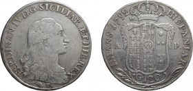 ZECCHE ITALIANE. REGNO DI NAPOLI. 
FERDINANDO IV (1759-1816). 120 GRANA 1792
Napoli. Argento, 27,10 gr, 40 mm. BB. Non Comune.
D: FERDINAN . IV . D...