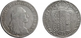 ZECCHE ITALIANE. REGNO DI NAPOLI. 
FERDINANDO IV (1759-1816). 120 GRANA 1794
Napoli. Argento, 27,42 gr, 40 mm. BB
D: FERDINAN . IV . D . G. SICILIA...