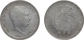 ZECCHE ITALIANE. REGNO DELLE DUE SICILIE. 
FRANCESCO I DI BORBONE (1825-1830). 120 GRANA 1825
Napoli. Argento, 27,56 gr, 37mm. Variante con doppia p...