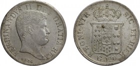 ZECCHE ITALIANE. REGNO DELLE DUE SICILIE. 
FERDINANDO II DI BORBONE (1839-1859). 120 GRANA 1834
Napoli. Argento, 27,57 gr, 37 mm. Variante con 11 to...