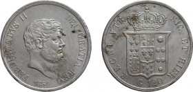 ZECCHE ITALIANE. REGNO DELLE DUE SICILIE. FERDINANDO II DI BORBONE (1839-1859). 120 GRANA 1854
Napoli. Argento, 27,47 gr, 37 mm. Colpetti. SPL+
D: F...