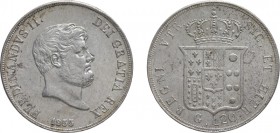 ZECCHE ITALIANE. REGNO DELLE DUE SICILIE. FERDINANDO II DI BORBONE (1839-1859). 120 GRANA 1855
Napoli. Argento, 27,54 gr, 37 mm. Numero 8 più piccolo...