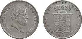 ZECCHE ITALIANE. REGNO DELLE DUE SICILIE. FERDINANDO II DI BORBONE (1839-1859). 120 GRANA 1857
Napoli. Argento, 27,42 gr, 37 mm. Lettere grosse. Dife...