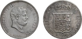 ZECCHE ITALIANE. REGNO DELLE DUE SICILIE. FERDINANDO II DI BORBONE (1839-1859). 120 GRANA 1857
Napoli. Argento, 27,49 gr, 36,5 mm. Lettere grosse. Mi...