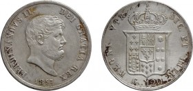 ZECCHE ITALIANE. REGNO DELLE DUE SICILIE. FERDINANDO II DI BORBONE (1839-1859). 120 GRANA 1857
Napoli. Argento, 27,55 gr, 36,5 mm. Lettere grosse. Li...