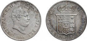 ZECCHE ITALIANE. REGNO DELLE DUE SICILIE. FERDINANDO II DI BORBONE (1839-1859). 120 GRANA 1858
Napoli. Argento, 27,57 gr, 37 mm . Variante 8 su 7. Le...