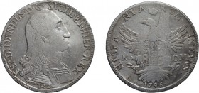 ZECCHE ITALIANE. REGNO DI SICILIA. 
FERDINANDO III DI BORBONE (1759-1816). 12 TARI 1796
Palermo. Argento, 26,15 gr, 38 mm. qBB
D: FERDINANDUS·D·G·S...