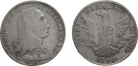 ZECCHE ITALIANE. REGNO DI SICILIA. 
FERDINANDO III DI BORBONE (1759-1816). 12 TARI 1798
Palermo. Argento, 27 gr, 38 mm. qBB
D: FERDINAN. D.G. / SIC...