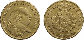 ZECCHE ITALIANE. PARMA.
FERDINANDO I BORBONE (1765-1802). 
MEZZA DOPPIA 1789
Oro, 3,45 gr, 20,5 mm. BB
D: FERDINANDVS I HISP INFANS Testa a d. 
R...