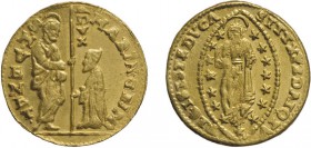 ZECCHE ITALIANE. VENEZIA. MARINO GRIMANI (1595-1605). ZECCHINO
Oro, 3,48 gr, 20 mm. BB
D: MARIN GRIM S M VENET San Marco porge il vessillo al Doge g...