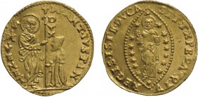 ZECCHE ITALIANE. VENEZIA. MARCANTONIO GIUSTINIAN (1684-1688). ZECCHINO
Oro, 3,44 gr, 21 mm, BB
D: M ANT IVSTIN S M VENET San Marco porge il vessillo...