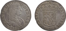 SAVOIA. CARLO EMANUELE II (1648-1675). 
LIRA NUOVA 1675
Argento, 6,03 gr, 26 mm. Buon BB. Rara.
D: CAR . EM . II . D . / G . DVX . SAB . Busto del ...