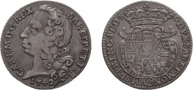 REGNO DI SARDEGNA. CARLO EMANUELE III (1730-1773).
MEZZA LIRA 1742
Argento, 2,85 gr, 21 mm. Molto Rara.
D: CAR . EM . D . G . REX / SAR . CYP . ET ...