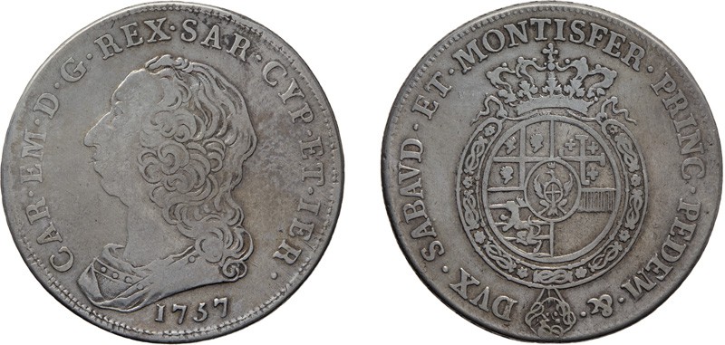 REGNO DI SARDEGNA. CARLO EMANUELE III (1730-1773).
SCUDO NUOVO 1757
Argento, 3...