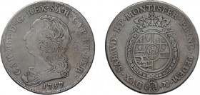 REGNO DI SARDEGNA. CARLO EMANUELE III (1730-1773).
SCUDO NUOVO 1757
Argento, 34,68 gr, 44 mm. MB+.
D: CAR EM D G REX SAR CYP ET IER Busto a s.- sot...