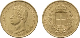 REGNO DI SARDEGNA. CARLO ALBERTO (1831-1849).
20 LIRE 1841 GENOVA 
Oro, 6,41 gr, 21 mm.
D: CAR . ALBERTUS D . G . REX SARD . CYP . ET HIER . Testa ...